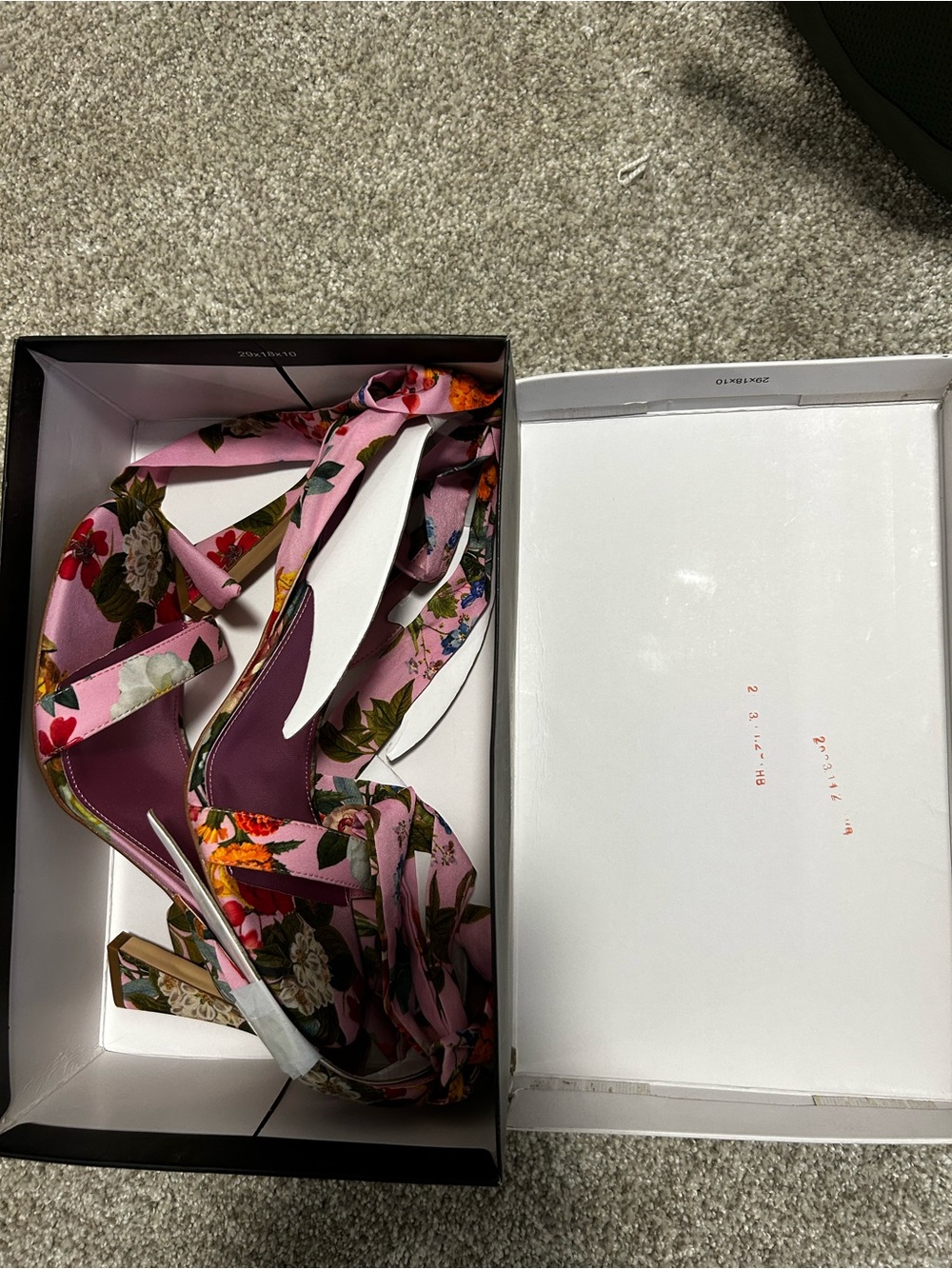 Nine West Pink Floral Wrap Heels